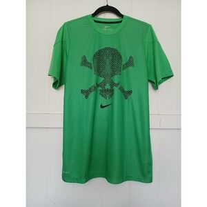 Nike Shirt Futbol Hypervenom Skull Dri Fit Athletic Mens L Green Short Sleeve